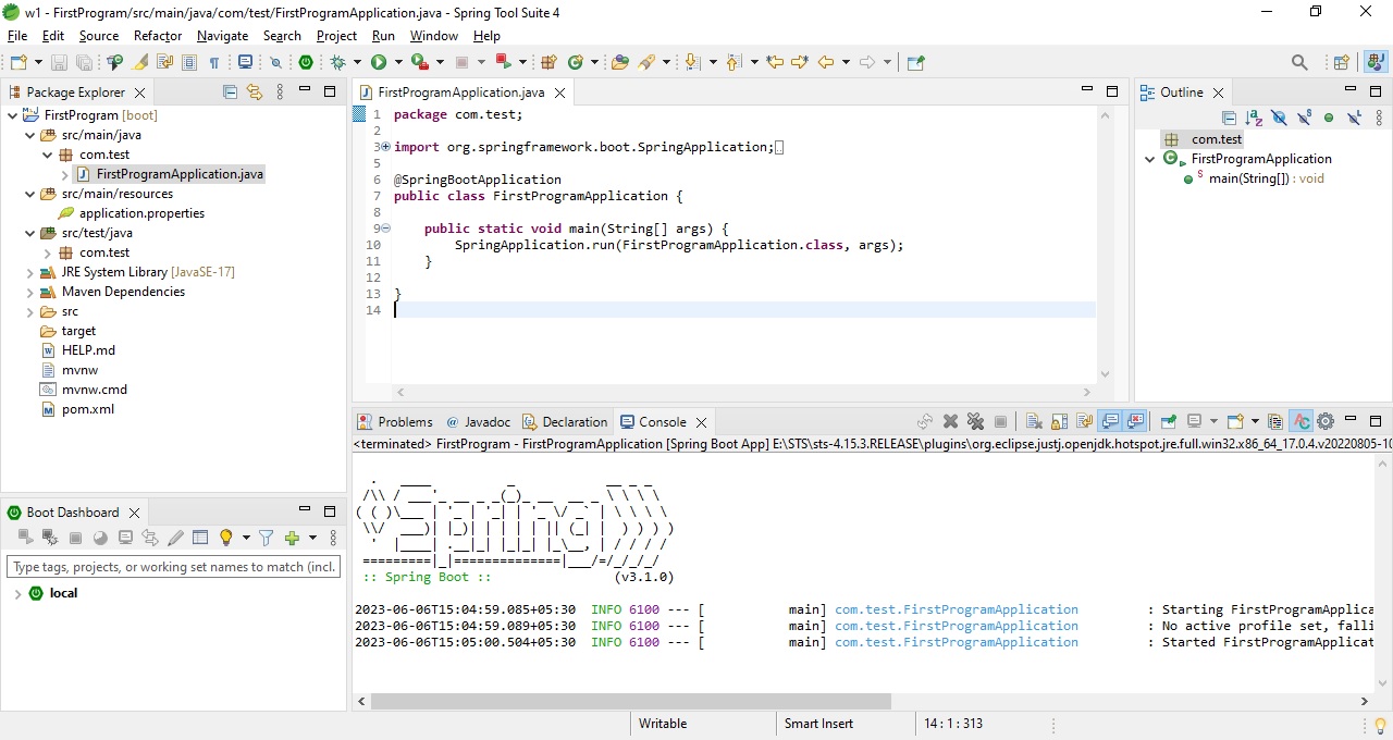 Simple Hello World Program in Spring Boot using Spring Tool Suite (STS ...