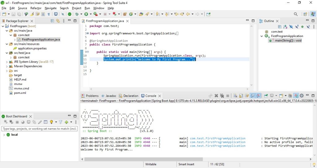 Simple Hello World Program in Spring Boot using Spring Tool Suite (STS ...